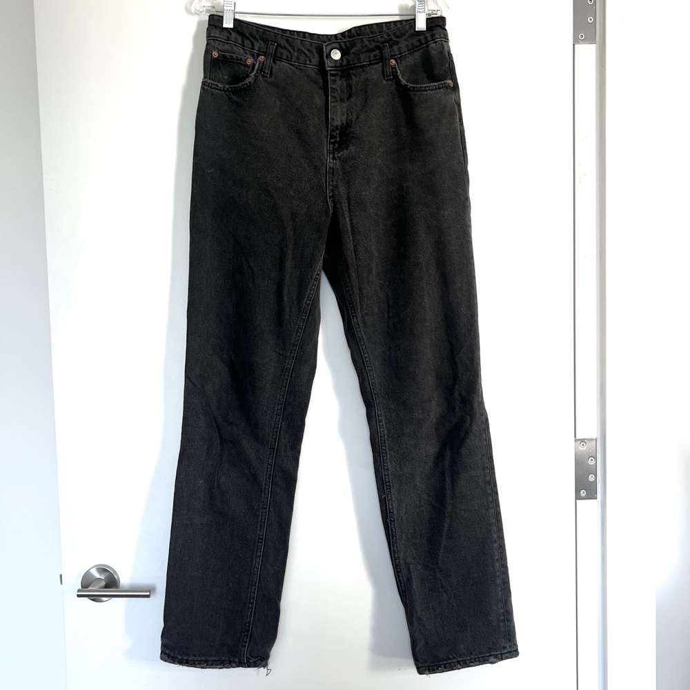 Zara faded black full length straight leg jeans
